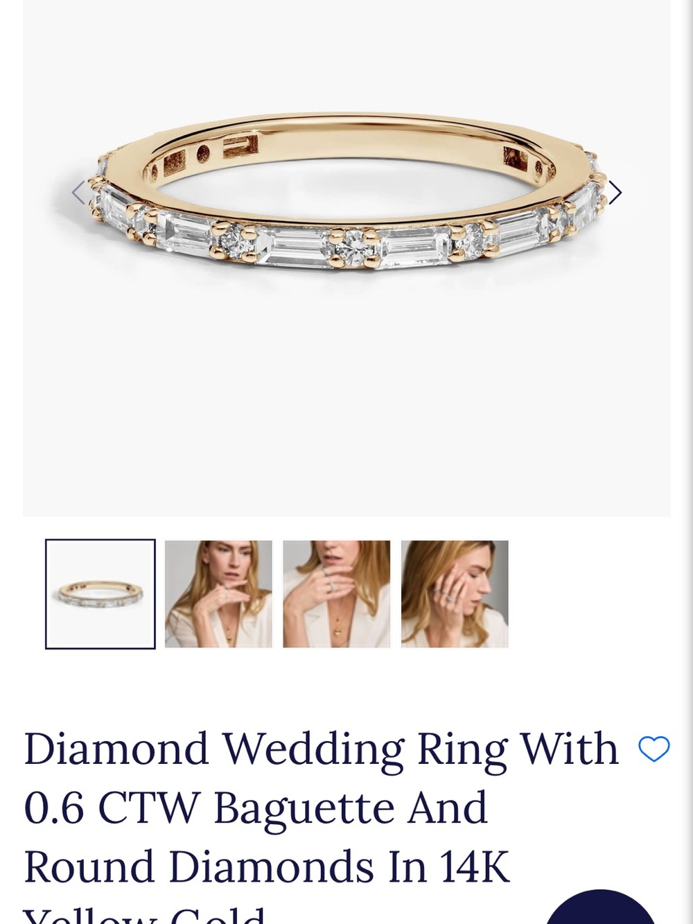 14K Yellow Gold Baguette and Round Diamond Eternity Band